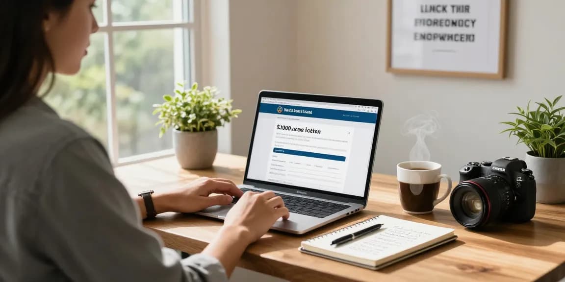 $2000 loan with RadCred secured easily in a cozy home office setting, individual engaged in loan application.