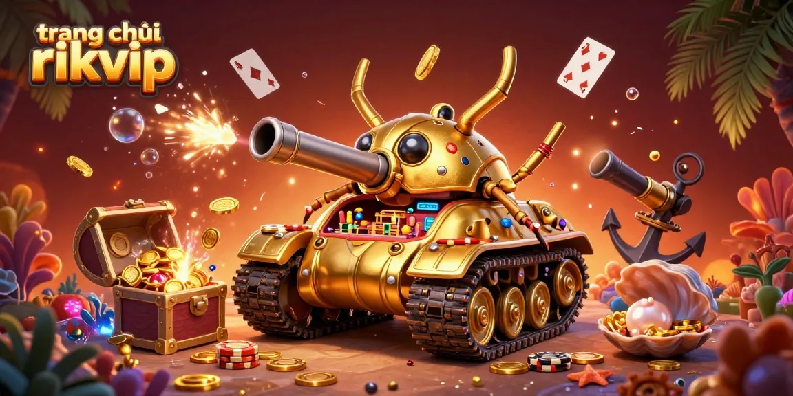 Experience the thrilling world of trang chủ rikvip with a vibrant 3D casino scene, complete with gold and gems.