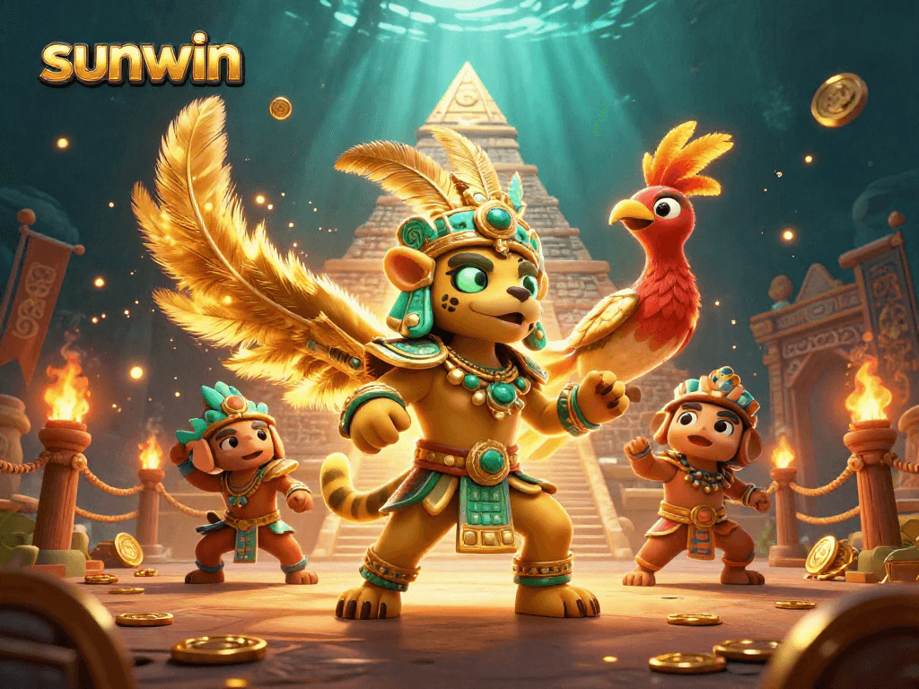 Engage with sunwin's vibrant Mayan casino theme featuring dynamic elements and characters.