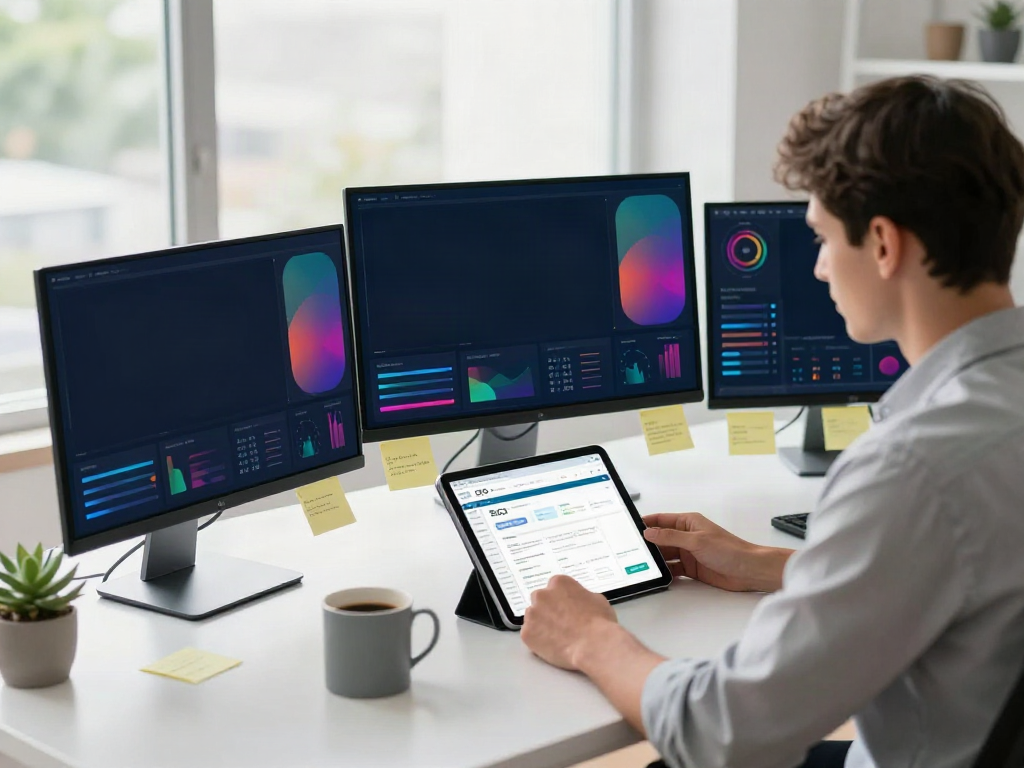SEO strategist analyzing instant indexing metrics in a modern workspace.