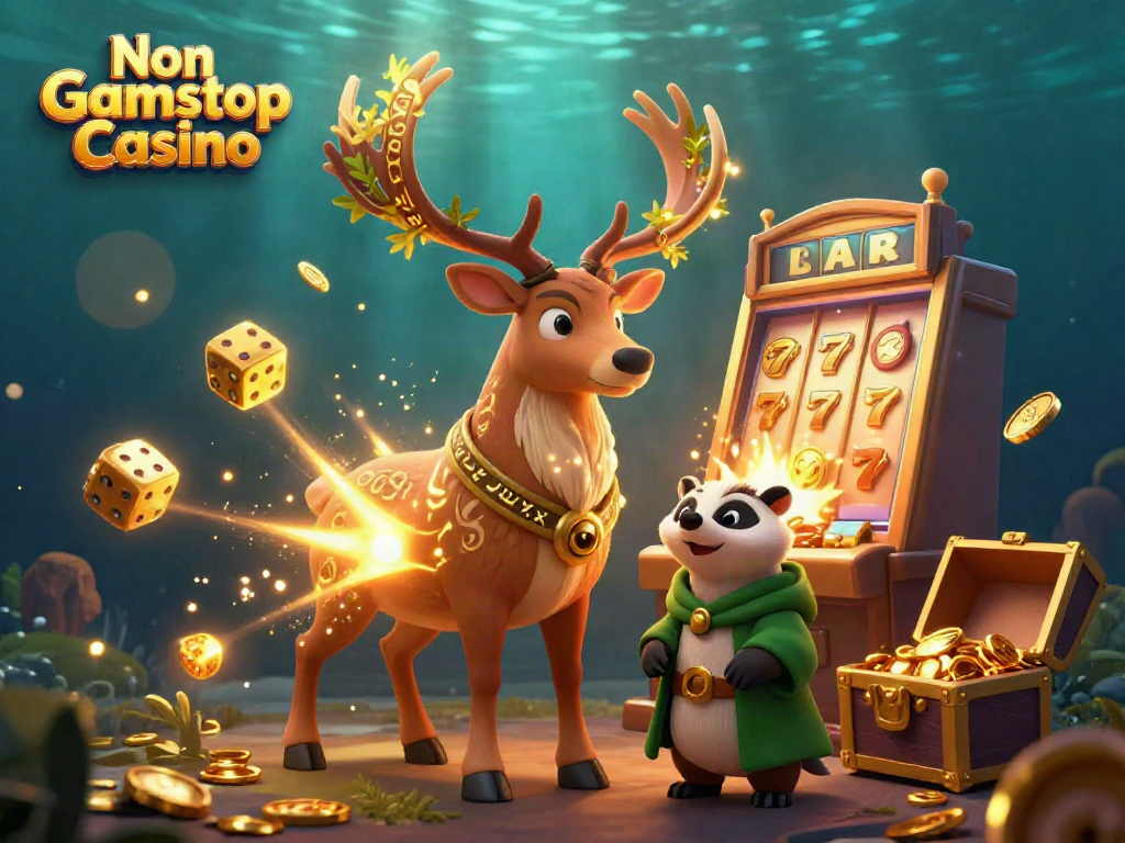 Experience the excitement of Non Gamstop Casino with this colorful 3D illustration featuring engaging characters and dynamic casino elements.