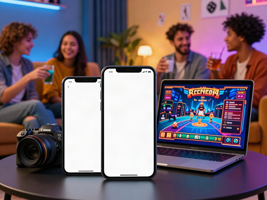 Engaging Uk88 mobile gaming experience with friends in a cozy setting