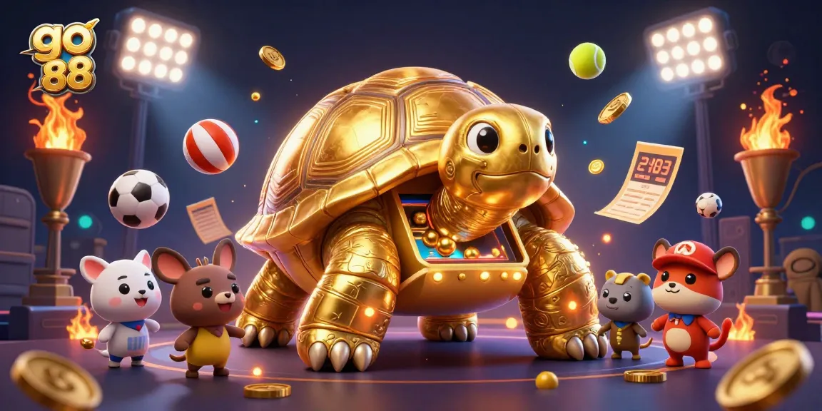 Engage with the excitement of go 88 gaming featuring a colossal golden tortoise pinball machine.